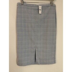 Ann Taylor Size 8 Blue Plaid Pencil Skirt New With Tags Office Career Academia
